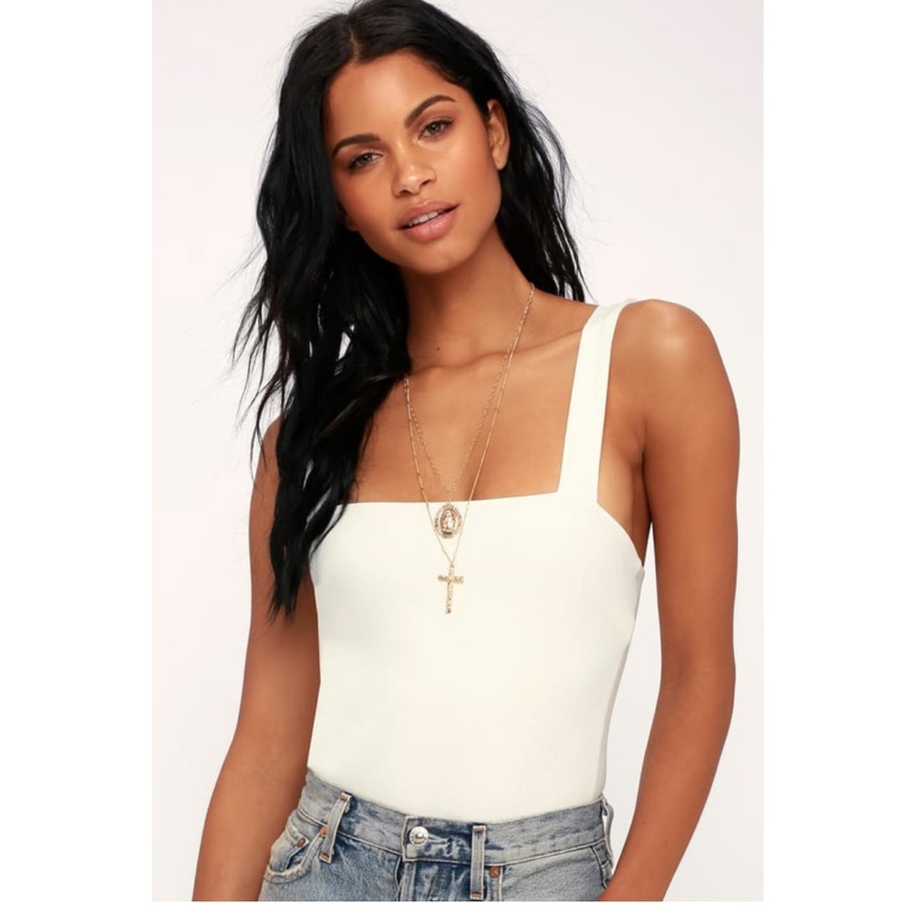 Lulus Basics Symbolize White Sleeveless Bodysuit